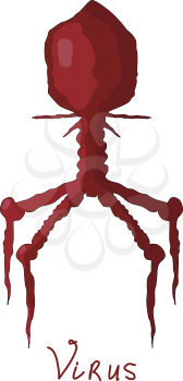 Vector illustration Cartoon red virus. Comic virus isolated on white background. Cartoon style. Microorganism biology nature