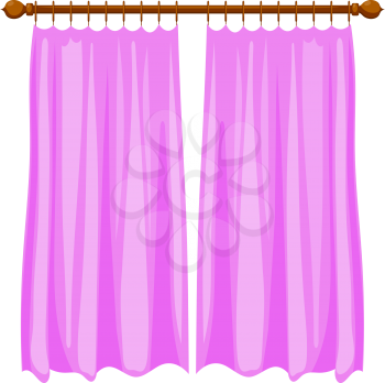 Vector illustration of abstract violet Cartoon curtains on the ledge.