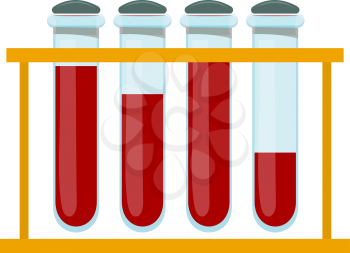Vector illustration of a set glass tube of blood. blood test. Cartoon style. Test tubes with blood 
on a white background, isolated object. Medical research