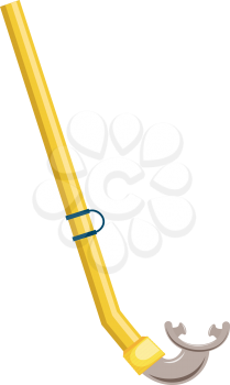 Vector illustration of a yellow plastic tube for swimming on a white background. 
Cartoon snorkel diving. Summer hobbies and entertainment. stock vectors