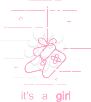 Vector illustration of girl's birthday concept. Vector abstract icon drawing of small shoes