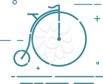 Abstract trendy linear flat icon retro bicycle on a white background. Vintage bike in line 
style