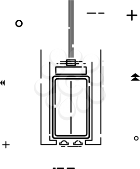 Simple linear elevator icon on a white background. Black linear elevator symbol, design 
element. Vector illustration