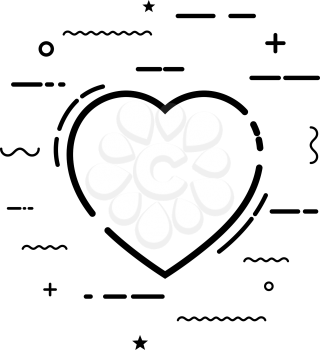 Abstract black simple linear heart icon. Linear style. Vector illustration