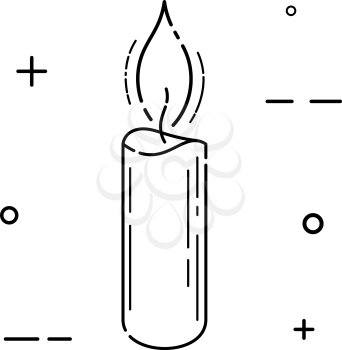 Black abstract simple icon candle on white background. Vector illustration
