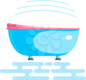 Color vector illustration of a device for hydromassage of feet. Vibration bath for feet hydromassage. Cartoon style