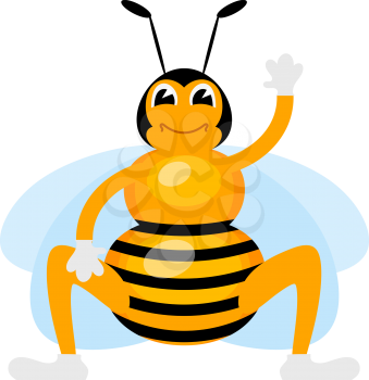  Color image of a bee cartoon on a white background. Vector illustration