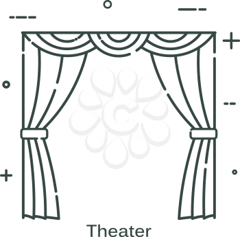 Theatrical scenes in a linear style. Line icon isolated on white background. Vector illustration.