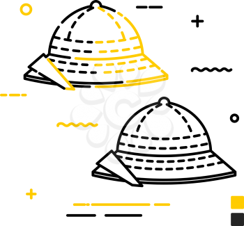 Flat icon of a cork helmet on a white background. Line style. Vector illustration