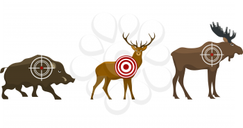 Set of a hunter target. Wild animals - victim. Vector illustration.