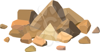 Set of cardboard stones on a white background. Vector illustration