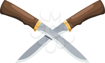 Colorful illustration of a vintage knife on a white background. Vector illustration of dagger style cartoon