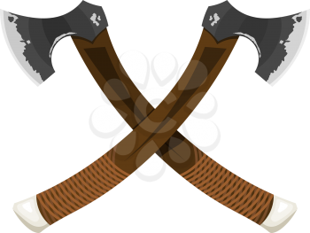 Color image of axes on a white background. Vector illustration of crossed ax style Cartoon
