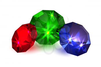 Gems. Illustration of colored diamonds on a white background. Jewelry. Vector illustration