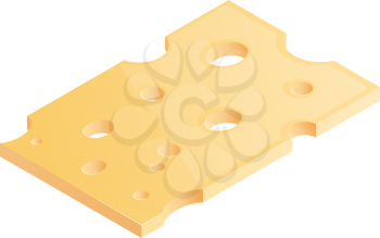Piece of milk cheese on a white background proper healthy food dairy food diet product sliced cheese vector illustration