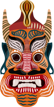 Cartun style ethnic mask tribal element of religion cult on a white background vector illustration