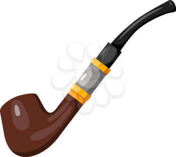 Smoking pipe in the style of a cartoon on a white background. Vector illustration