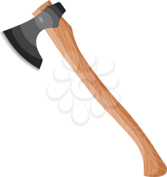 Color image of an ax on a white background. Vector illustration of an axe in a cardboard style. Tool for working on wood. Carpenter's Symbol hatchet
