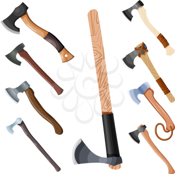 Color image set of ax. Vector illustration of a set of simple axe Cartoon style on a white background.