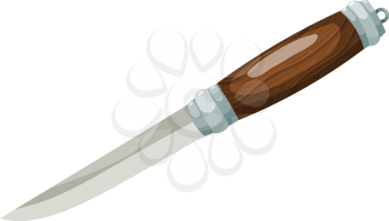 Color image of a knife on a white background. Vector illustration Cartoon style knife