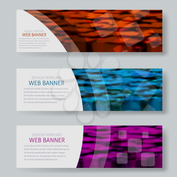 Color image of horizontal banners with a blurred background with a square background. Vector illustration
