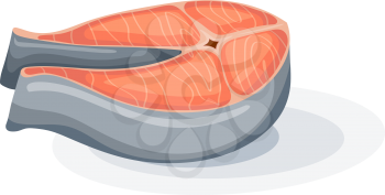 Piece of salmon on a white background. Vector illustration of sea fish salmon in the style of Cartoon