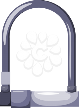 Color image of a simple reliable bicycle lock on a white background isolated object protecting  bicycle vector illustration