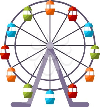 Ferris wheel in the style of Cartoon on a white background. Vector illustration