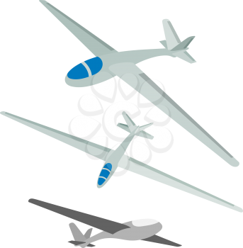 Vector illustration of a glider on a white background.  Set of aircraft