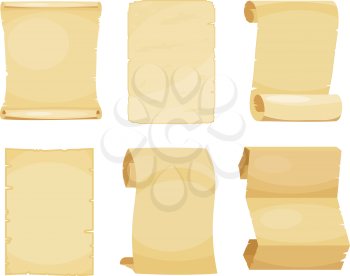 Set of old cardboard leafs on a white background. Vector illustration