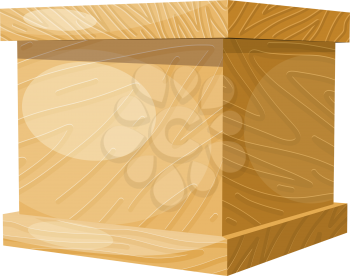 Cartoon wooden box on a white background. Vector illustration