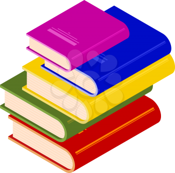 Pile of multicolored books in isometric style. Vector illustration of trend style.