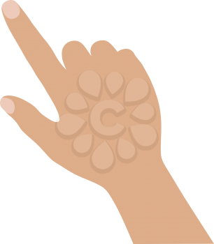 Vector illustration of a hand with a pointing finger on a white background. Stock vector