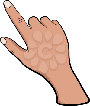 Vector illustration of a hand with a pointing finger on a white background. Stock vector