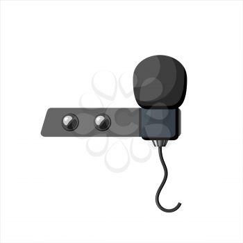 Miniature microphone of the buttonhole. A small microphone for recording quality sound on white background. Lavalier microphone
