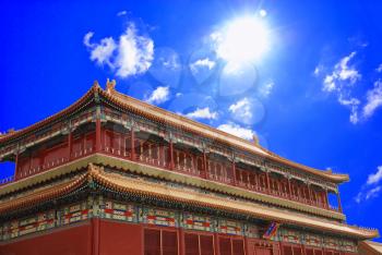 Emperor ancient temple on the blue sky background