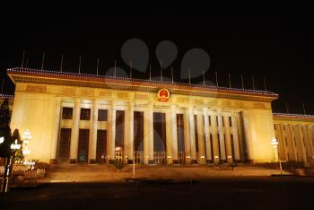 Chinese parliament building in the night illumination