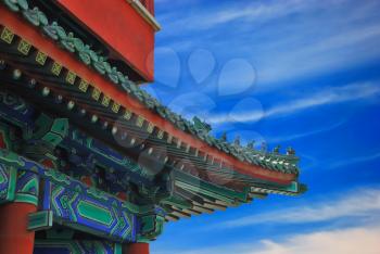 Beautiful asian temple on the blue sky background