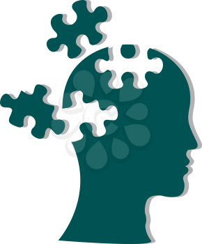People head with puzzles for psychology concept. Vector illustration