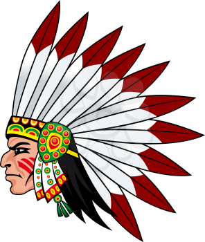 Native indian people with feathers on the head for mascot and emblems