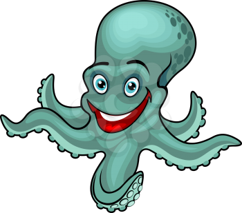 Funny cartoon octopus for sealife design. Vector illustration