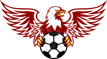 Eagle with football and soccer ball. Vector illustration