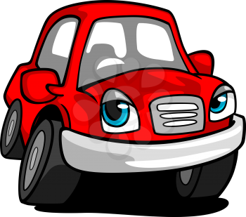Cartoon red car with eyes. Vector illustration