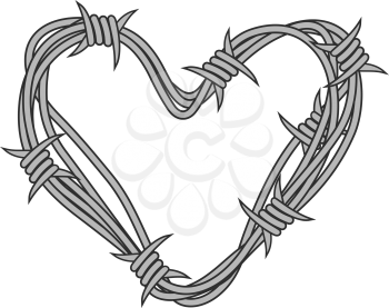 Heart in barbed wire for love concept design. Vector illustration