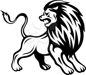 Angry lion in heraldic style. Vector illustration