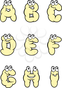 Set of cartoon letters from A to I. Vector illustration