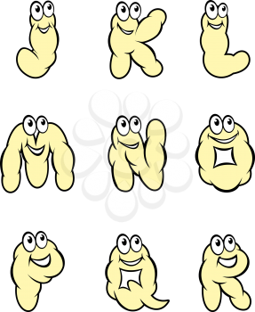 Set of cartoon letters from J to R. Vector illustration