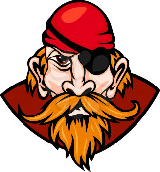 Head of danger pirate in cartoon style. Vector illustration