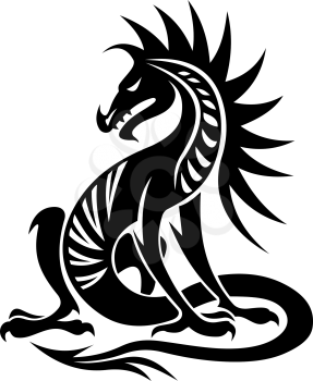 Asian dragon for heraldry design. Vector illustration