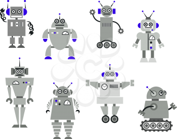 Set of abstract robot toys. Vector illustration